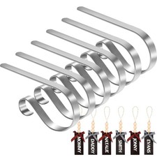 Palonu 8 Pack Christmas Stocking Holders for Mantle, Metal Stocking Hooks wit...