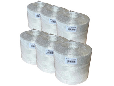 6 x Bindfaden Packschnur Polykordel Kordel 1600m 1,3mm Reißkraft 40kg weiß