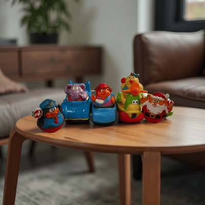 Set of Weeble Wabbles Figures & Cars Santa Elephant Penguin Puppy Chick Scooter