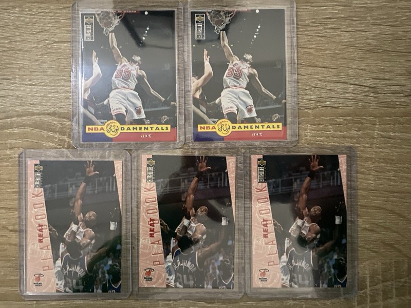 Lot Of 5 1996-97 Alonzo Mourning Playbook And NBA Fun Damentals Heat#179 #380 NM