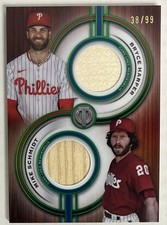 2025 Topps Tribute Bryce Harper/Mike Schmidt Phillies Green Dual Relics #38/99