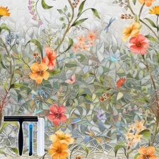 Stained Glass Window Film with Installation Tools, Rainbow Window Privacy Fil...