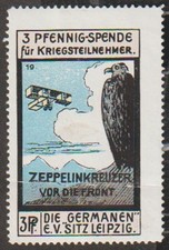AVIATION - Germany vintage Zeppelin Cruiser poster stamp creased