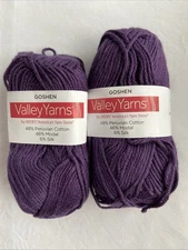 Valley Yarns Goshen - 2 skeins - 50g each - 018 Plum - Cotton/Rayon/Silk
