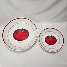 Set of 2 vintage Sundried Tomato pasta bowls, made in Portugal for Over and Back