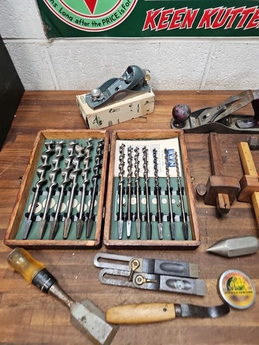 K135- antique Woodworking tools - IRWIN BIT SET, STANLEY SQUARES, ETC - Picture 12 of 16