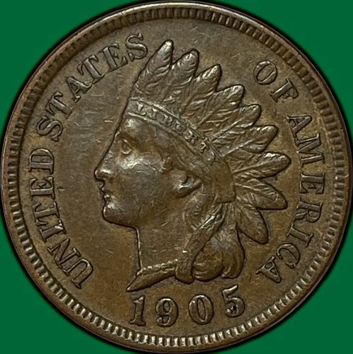 1905 Indian Head Cent Almost Uncirculated AU Coin #33972