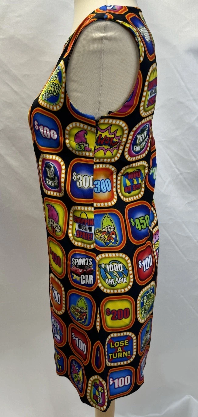Abito donna Moschino Couture stampa slot machine tubino taglia 40 UK8 NUOVO