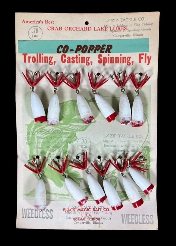 Vintage 1950's Crab Orchard Lake Lures Co-Popper Fishing Lure Store Display