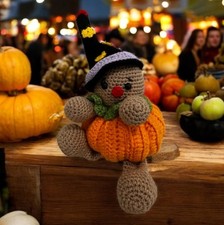 Handmade Crochet Pumpkin Witch Doll Amigurumi Halloween Toy Plush