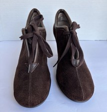 Aerosoles Role Reversal Suede Heels  Booties Lace Up Brown Size 8.5