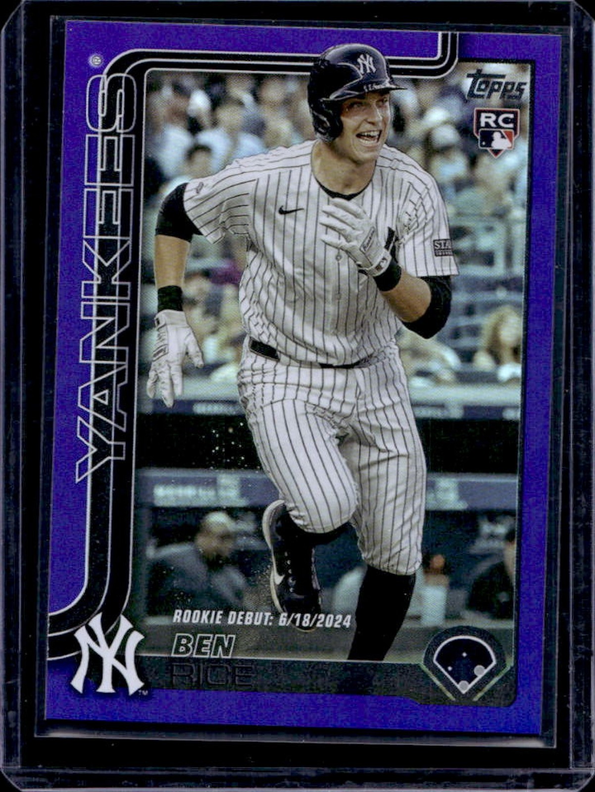 2025 Topps Update Ben Rice RC Purple Rainbow Foil Rookie Debut #18/250 Yankees