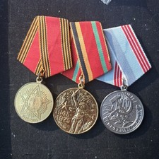 Soviet Army Veteran WW2 Badge Pin Ribbon Medal, Lot 3 pcs ,ORIGINAL 6-6
