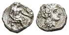 FITZ CILICIA SILVER OBOL UNCERTAIN BAAL OF TARSOS EAGLE HEAD OF ATHENA @NON887