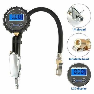 Digital Tire Air Inflator Pressure Gauge Meter Bike Car Truck LCD Display 250PSI