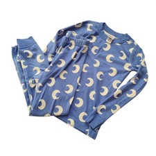 Hanna Andersson Kids Pajamas 6-7 Blue Moon Print Cozy Cotton Long John PJs