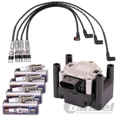 ZÜNDSPULE +ZÜNDKABEL + BERU ZÜNDKERZEN für 1.6 AUDI A3 A4 B5 VW GOLF 4 PASSAT 3B