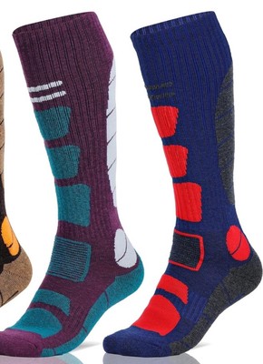 Merino Wool Blend Ski Socks 2 Pairs Unisex Men Women Knee High Size Large Hromec