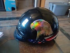 Bald Eagle & USA Flag Black Motorcycle Helmet Large DOT Graphic Riding Biker