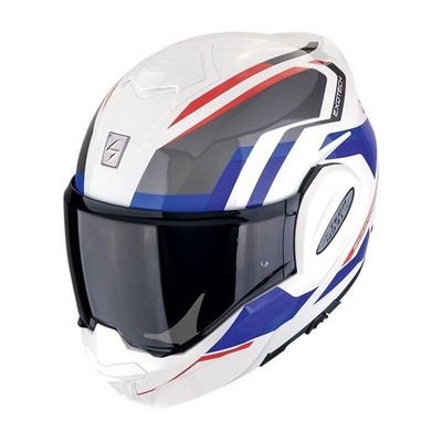 Klapphelm Scorpion Exo - Tech Evo Furio Weiß Rot Blau