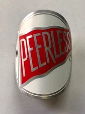 NOS antique PEERLESS bicycle head BADGE tag Rollfast DP HARRIS red & white # 159
