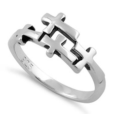 925 Sterling Silver 4 Cross Ring