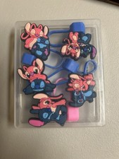 New Unopened Stitch Tumbler Drink Straw Cap Set Of 5 Pink  Blue In Case