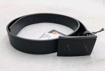 NEW Armani Exchange Perfect Rectangular 1.4''W Buckle Belt. Black. Size: 32