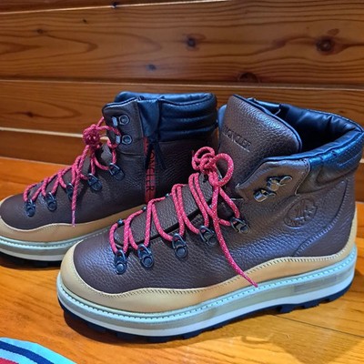 Moncler Peka Trek Leather Hiking Boots Brown Men's US 9.5 EU 42 Unused Japan