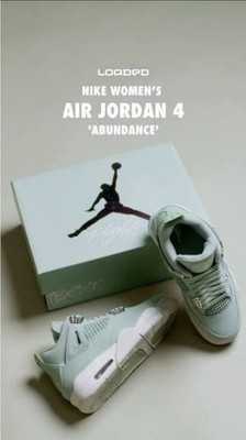 Jordan Air Jordan 4 Green White Mid Top Lace Up Athletic Sneakers (11-W)