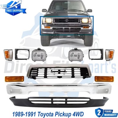 Front Bumper Face Bar Chrome & Grille Assembly For 1989-1991 Toyota Pickup 4WD