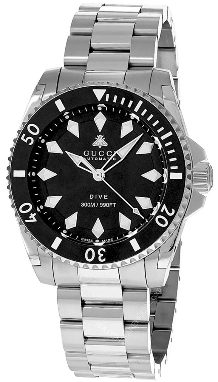 Orologio Uomo Gucci Dive 40MM Automatico Acciaio S Quadrante Nero YA136353A