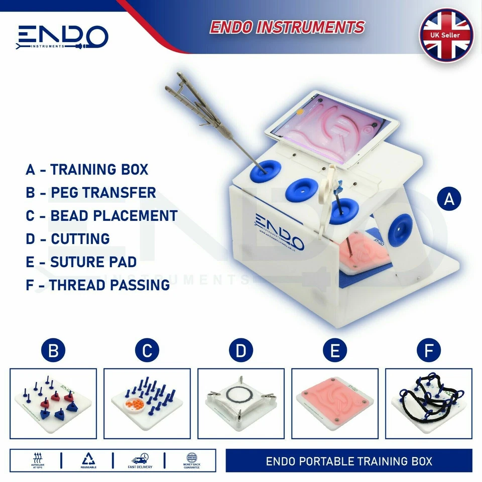 ENDO Portable Laparoscopy Trainer Simulator Laparoscopic Training Practice Box - Image 4 of 4