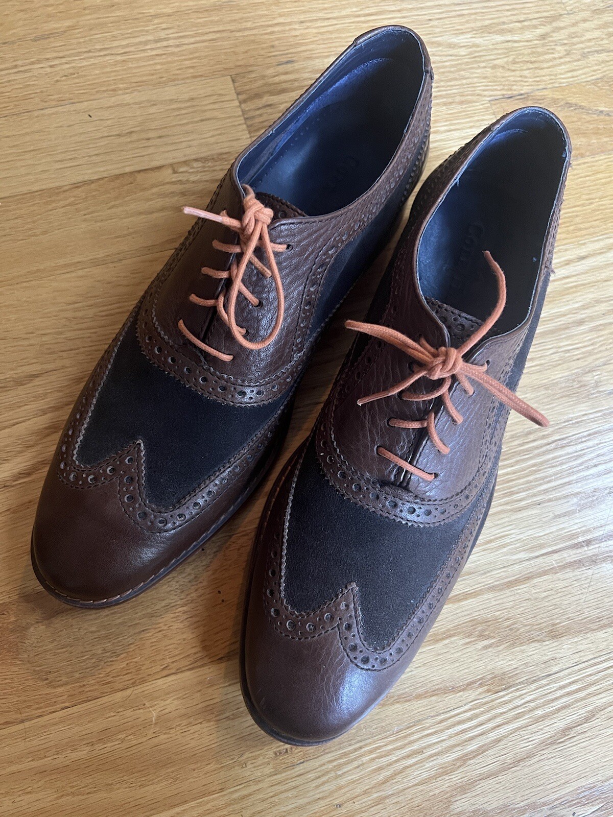 SAOLA Abito Oxford Cole Haan uomo Jay Grand punta alare in pelle marrone C10880 come nuovo