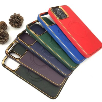 Leder Hülle für iPhone 15 16 Pro Max/13/14/15 Magsafe Magnet Stoßfest Cover