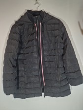 Kangol Quilted Jacket Womens 14 Black Lined Hooded Pockets Full Zip Long Sleeve