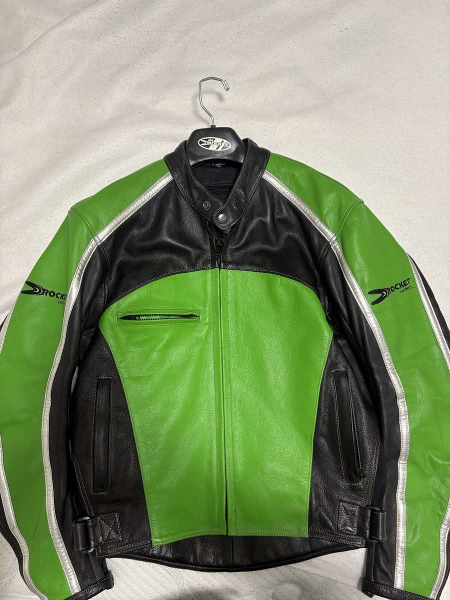 JOE ROCKET KAWASAKI ジョーロケット　カワサキ Joe Rocket Black & Green Leather Motorcycle Jacket Size 40 Used