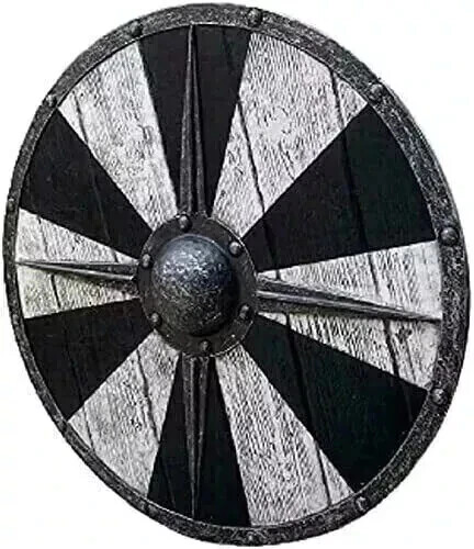 Scudo vichingo in legno LARP vichingo medievale battaglia pronto scudo fatto a mano regalo - Foto 1 di 4