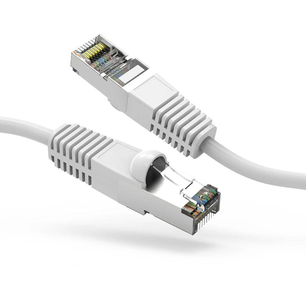 50Ft CAT6 SSTP Shielded Ethernet Cable with Boots in White
