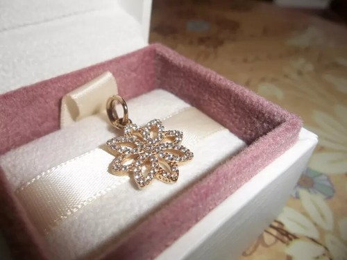 Genuino Auténtico Pandora Encaje Botánico Oro 14ct Colgante Dije 350179CZ - Imagen 3 de 3