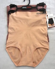 NEW SKINNY LATINA Nylon Spandex set 2 Seamless Hi Waist BRIEFS L