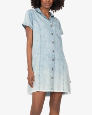 KUT from the Kloth Women's Blue Vittoria Light Wash Denim Dress Size M NEW