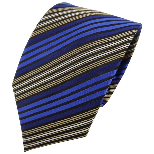 Tigertie Designer Krawatte Blau Braun Schwarz Silber Gestreift - Binder Tie-image