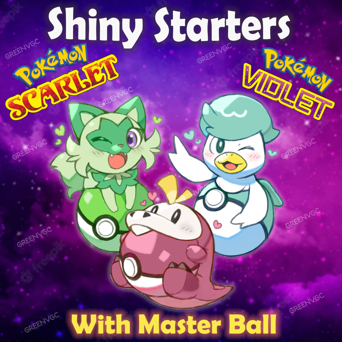 Pokemon Scarlet/Violet: The Starters Poster *Shiny by Catty