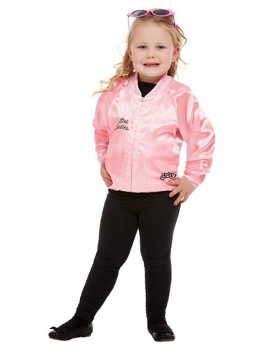 Pink Ladies Jacket Ladies Grease Fancy Dress T Bird Licensed Costume Girls 80s - Picture 15 of 15