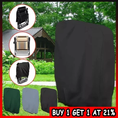 Folding Garden Chair Covers Reclining Sun Lounger Cover Waterproof UV Resistant