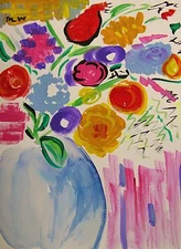 ORIGINAL FLOWERS Naive FOLK  Outsider Primitive  Mary Carol Williams art MCW 