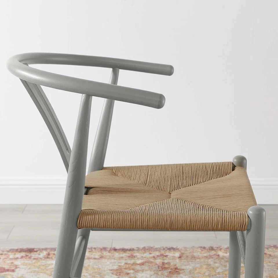 Modway Mid-Century Modern Scandinavian Wood Dining Side Chair in Weathered Gray - Image 2 of 4
