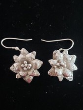 925 Sterling Silver Flower Earrings Dangle Drop