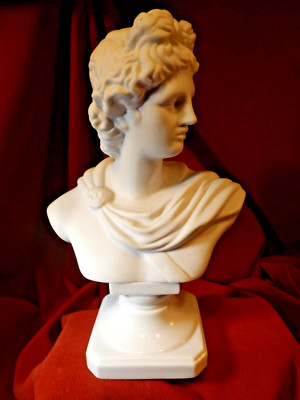 English Bust of  Apollo Belvedere  Bisque & Blanc d Chine Porcelain